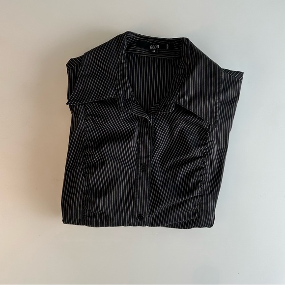 BEDO black with stripes long-sleeves blouse - Picture 12 of 12